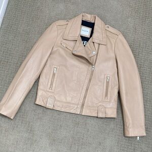 Each X Other leather sheet Moto motorcycle jacket beige new NWOT biker S Small